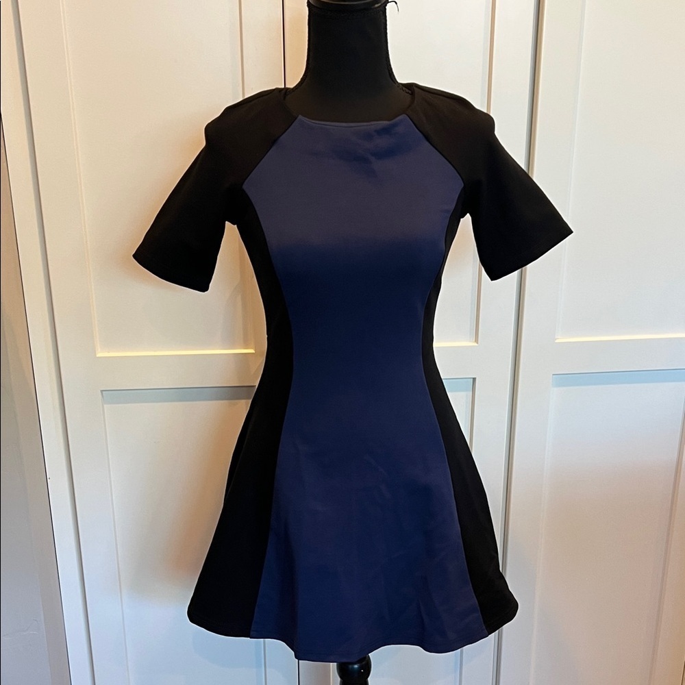 Topshop Black and Blue Mini Dress 2 - Picture 2 of 8